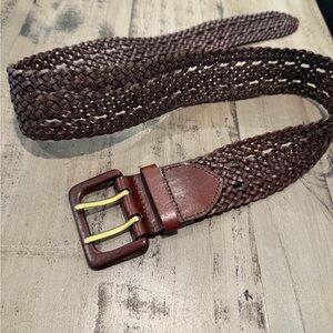 Vintage Liz Claiborne Woven Genuine Leather Brown Belt - Medium